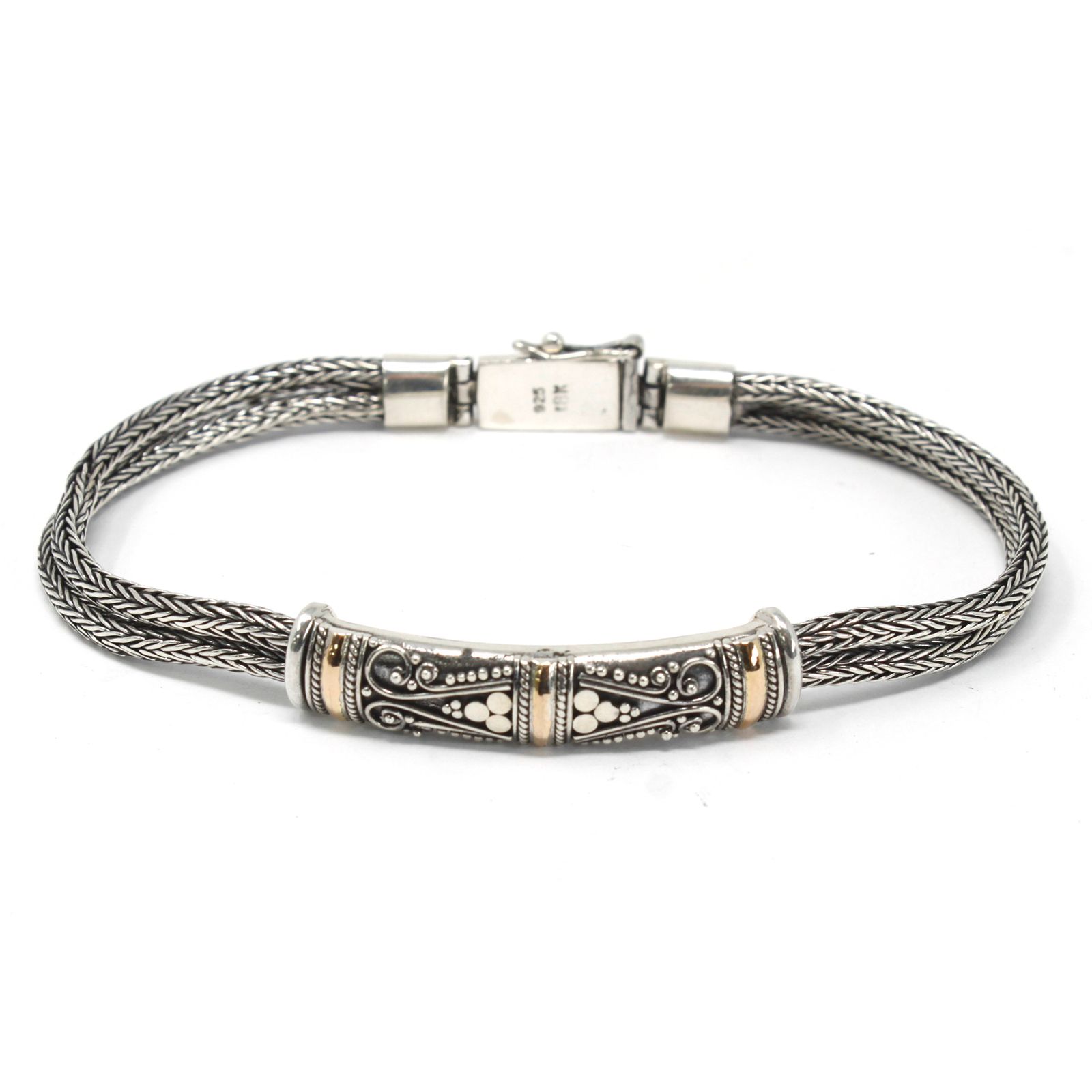 Silver & Gold Bracelet - Unisex Twin Chain - Image 12