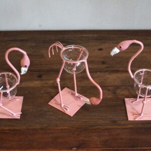 Hydroponic Home Décor - Pink Metal Flamingo Des 2 - ( head looking up )