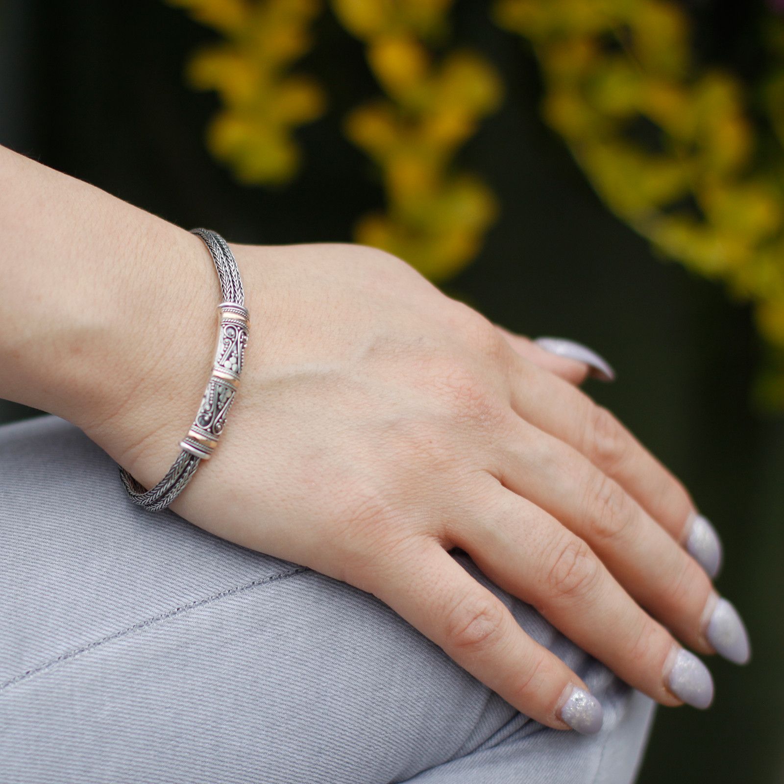 Silver & Gold Bracelet - Unisex Twin Chain - Image 11