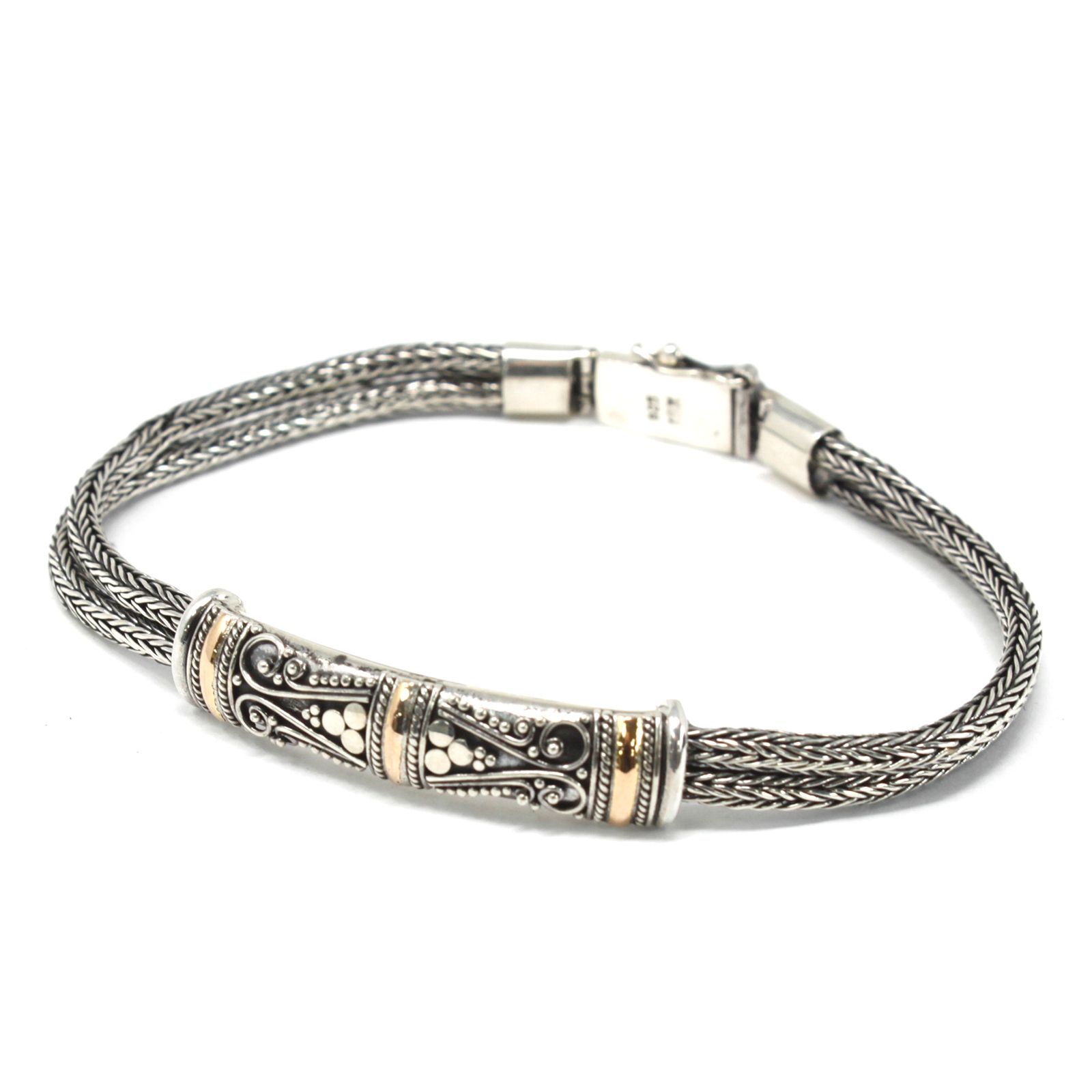 Silver & Gold Bracelet - Unisex Twin Chain - Image 10