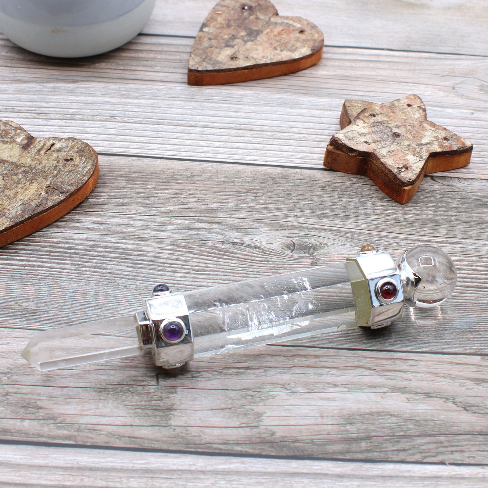 Hexagonal Crystal Healing Wand - 12cm - Rock Quartz - Image 4