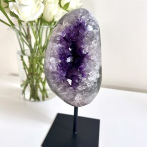 Double Sided Polished Amethyst Druzy with Mini Portal on Stand 2KG (Brazil)